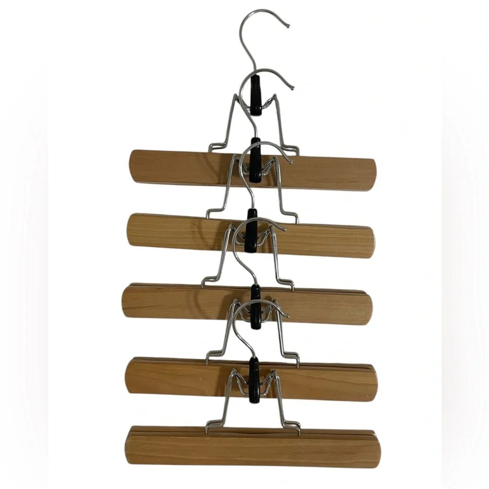 HOTEL COLLECTION Set/5 Unisex Wood Pant or Skirt Hangers